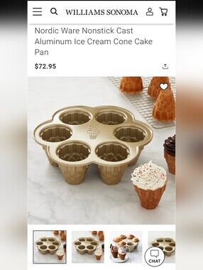 Nordic Ware Nonstick Cast Aluminum Ice Cream Cone Cake Pan Dessert NordicWare